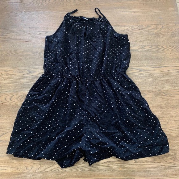 Old Navy Pants - Old Navy Womens Black Polka Dot Halter Neck Sleeveless Romper Size L Regular
